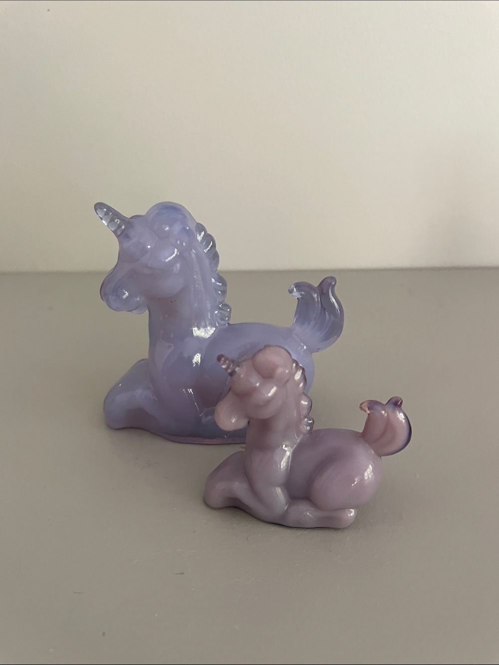 Boyd glass, lucky and little lucky unicorns-set of two